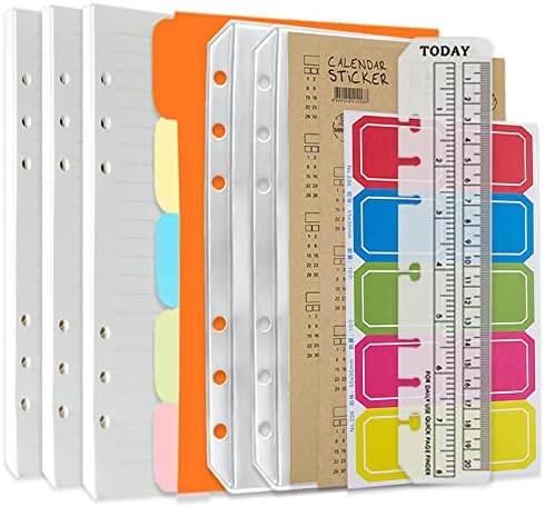 DY.2ten Refillable Notebook Set - 3 Pack Lined Refill Paper, Clear Zipper Binder Pockets, Dividers, Index Tabs, Ruler Marker