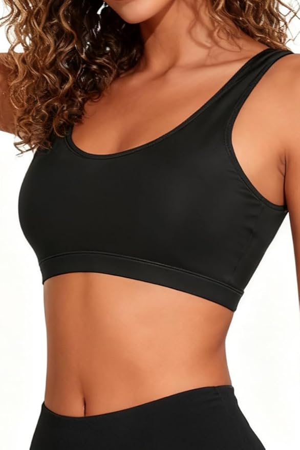 Tempt Me Women Sports Bra Bikini Top Push Up Scoop Neck Bathing Suits Top Padded Swim Crop Tops Only