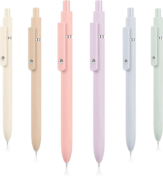 Hapikalor Gel Pens, 6 Pcs 0.5mm Black Ink Pens Fine Point Smooth Writing Pens, Cute Office School Supplies Gifts for Women, Teen Girls, Students, Nurse Pens, Morandi