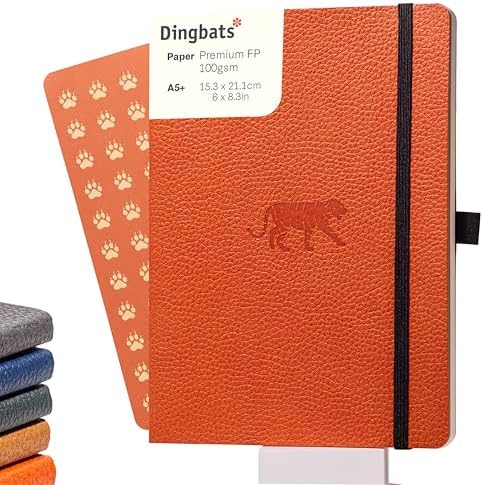 Dingbats* Wildlife Dotted Writing Journal Notebook A5 - Vegan Leather Softcover - Ideal for Work, Travel - Pocket, Elastic Closure, & Bookmark
