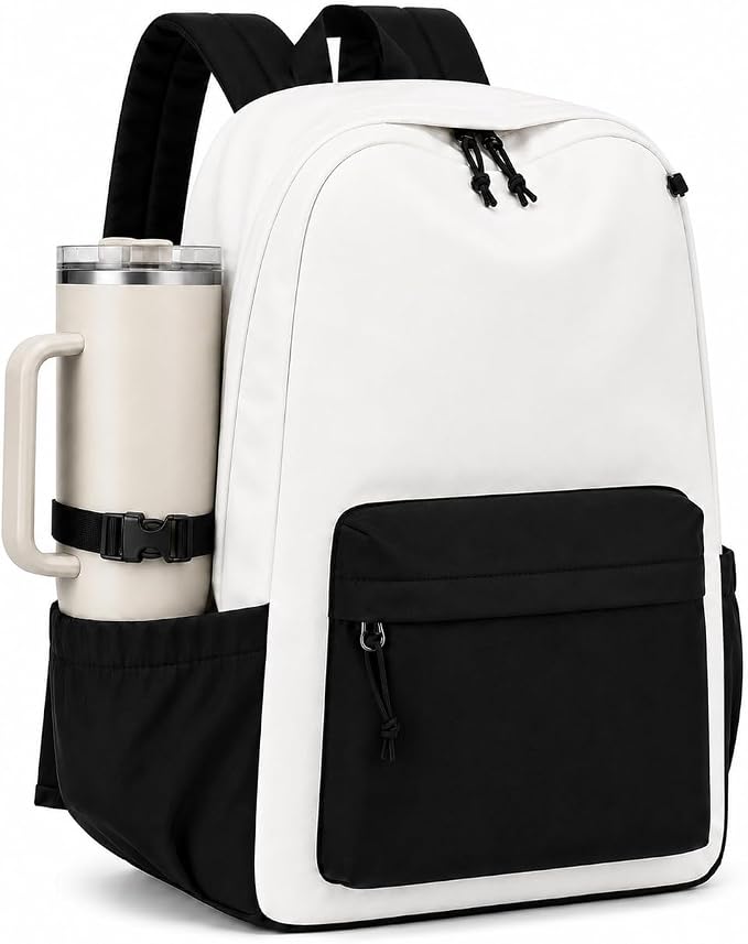 LOIDOU Backpack for Girls School Backpacks Bookbags for Elementary Middle School Women Laptop Backpacks (Black White-, L-17)