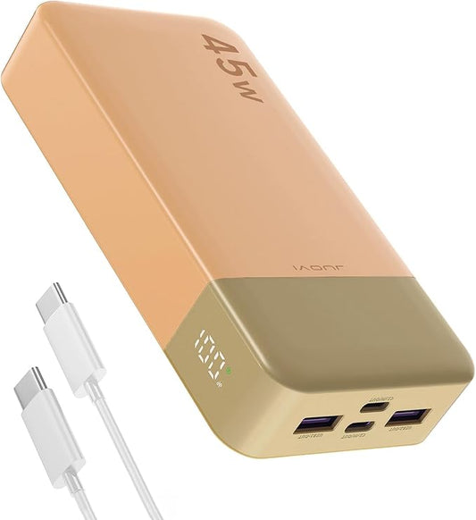 JUOVI Power Bank 45W 20000mAh Portable Charger USB C, PD QC Fast Charging 4-Port(2C+2A) External Battery Pack with LED Display, for iPhone 15 16 MacBook ipad