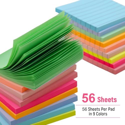 18 Pack Lined and Blank Pads 3x3 Sticky Notes Bulk Pack 9 Colors 1008 Sheets