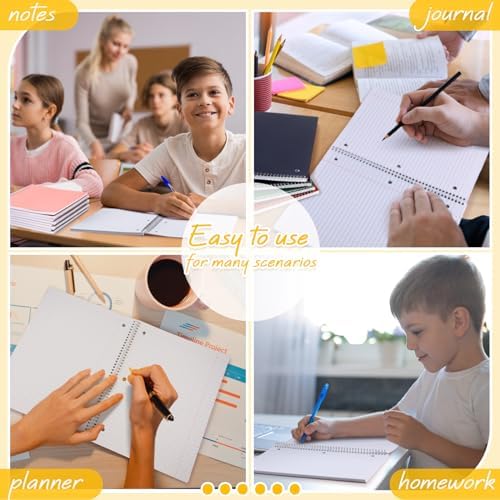 Teling 8 Pcs 1 Subject Spiral Notebook for Work College Ruled 8 x 10 1/2 Inch Spiral Journal Notebook 3 Hole Punched Paper Tear Line 70 Sheets Office School Study Supplies(Cute Color,8 Pcs)