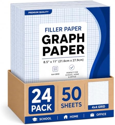 Ctosree 24 Pack Graph Paper Pads 8.5 x 11 in, 10x10 Quad Ruled Grid Paper