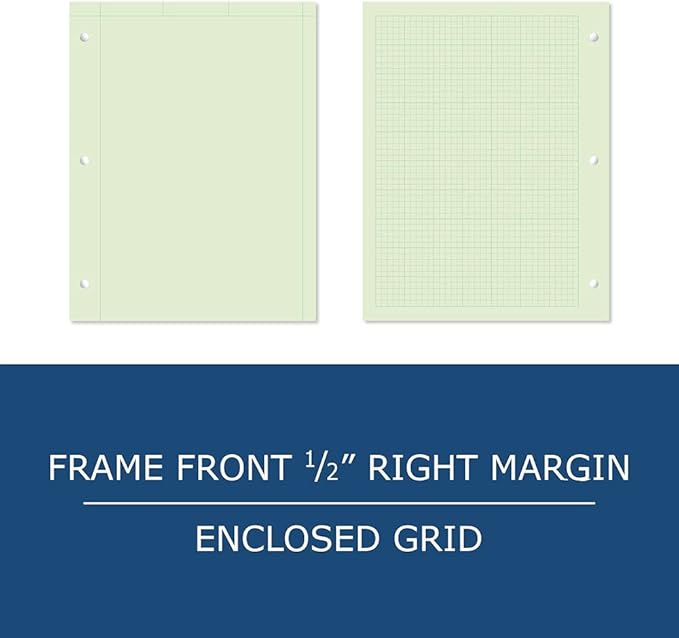 Roaring Spring Engineering Loose Leaf Filler Paper, 8.5"x11", 500 Sheets Per Pack, 5-pack (2500 Sheets) 15# Green Tinted Paper, Computation Paper, Proudly Made in The USA, Heavyweight Backer Board