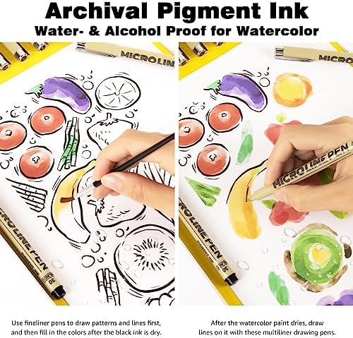 KERIFI Micro-Pen Fineliner Ink Pens, 12 Pack Black Micro Fine Point Drawing Pens Waterproof Archival Ink Multiliner Pens for Artist Illustration, Sketching, Technical Drawing, Zentangle, Scrapbooking