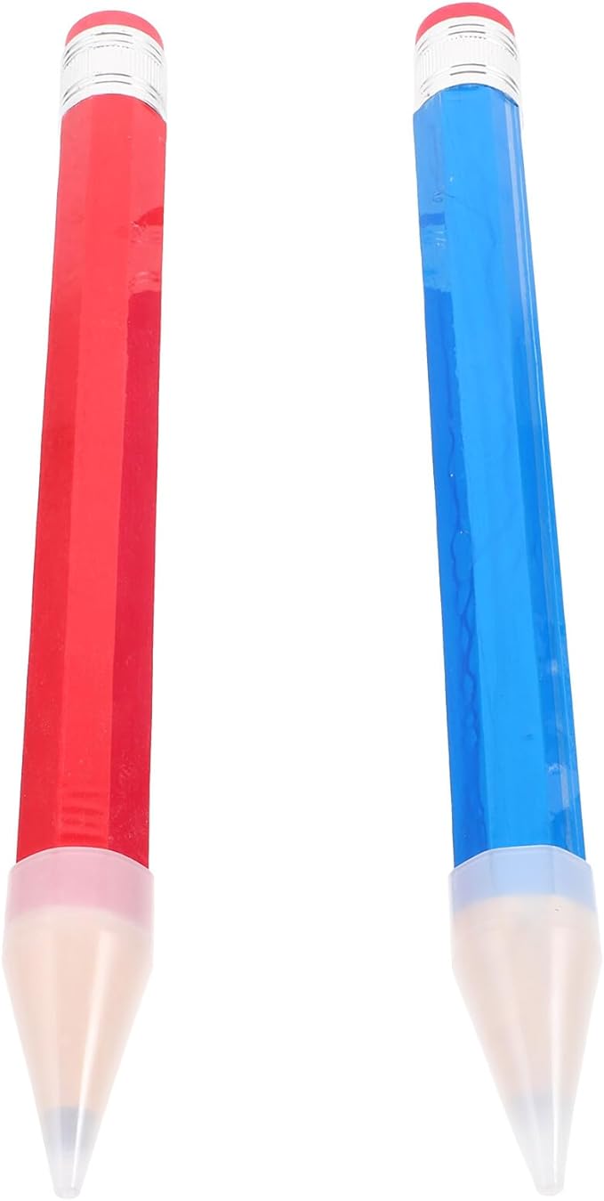 2pcs Jumbo Wooden Pencils for Octagonal Large Writing Pencils Portable for Preschoolers Blue and Red Educational Drawing Supplies