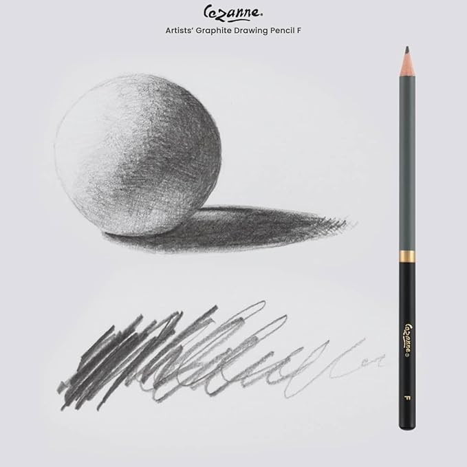 Cezanne Graphite Drawing Pencils Set - F, Set of 12 Break-Resistant Graphite Lead, Easy-to-Sharpen Sketch Pencils, Master Artist Quality Graphite Pencils for Technical and Artistic Drawing