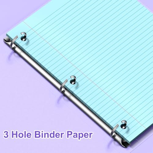 120 Sheets Loose Leaf Paper College Ruled, 8x10.5 Colored Notebook Paper
