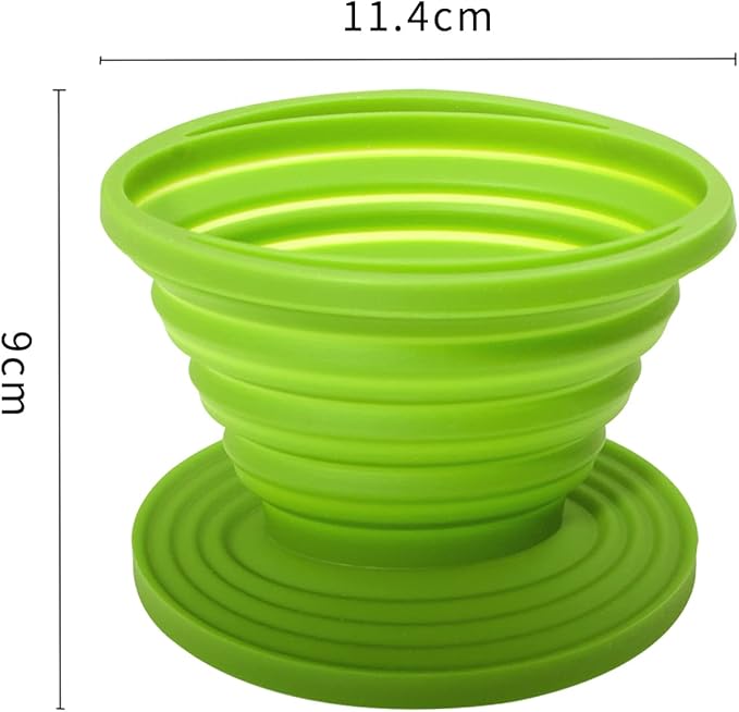 Collapsible Coffee Filter Rubber Coffee Maker Reusable Coffee Dripper For Hiking, Camping, Home, Office (Green)
