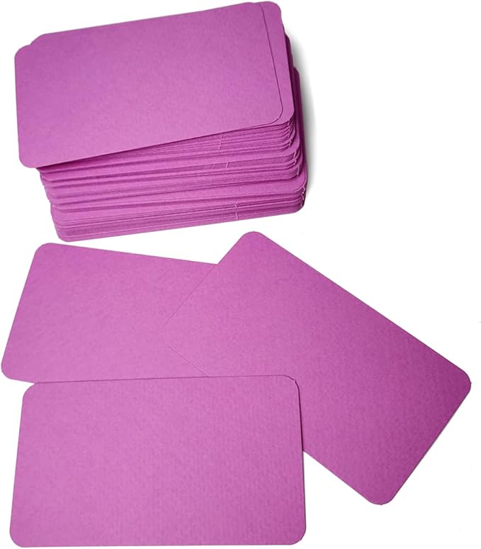 PPAPPAPPIYO 3.5x2 rounded corner index cards180gsm Thick Cardstock, Blank Colored Flash Cards for Study, Notes, Business Cards & Labels, Small Notecards 100 Pack (purple)