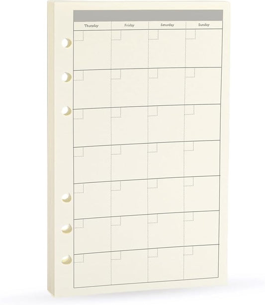 A6 Planner Refill,Month Tracker Spiral Notebook Refill,for 6 Holes Filofax/Personal Journal45sheets/90pages, 100Gsm Quality,Harphia (A6 3.74 x 6.77'',Monthly)