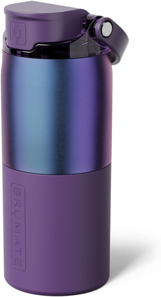 BrüMate Rise 18oz Water Bottle with Covered Silicone Straw | 100% Leakproof Insulated Kids Water Bottle | Cup Holder Friendly Base | 18oz (Dark Aura)