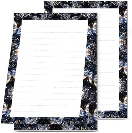 Lined Sticky Notes 4x6 in, 2 Pack Large Cute Notepads with Lines, Bright Post Memo Note Pads Big Rectangular Sticky Notes for Office Colorful Glitter Butterfly