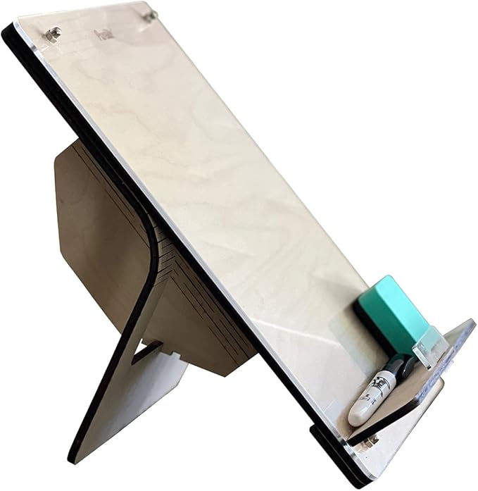 Wood and Acrylic Easel Style Dry Erase Board and Book/Tablet Holder for Home and Office | Portable Whiteboard for Students and Teachers | Marker and Eraser Included (Baltic Birch)