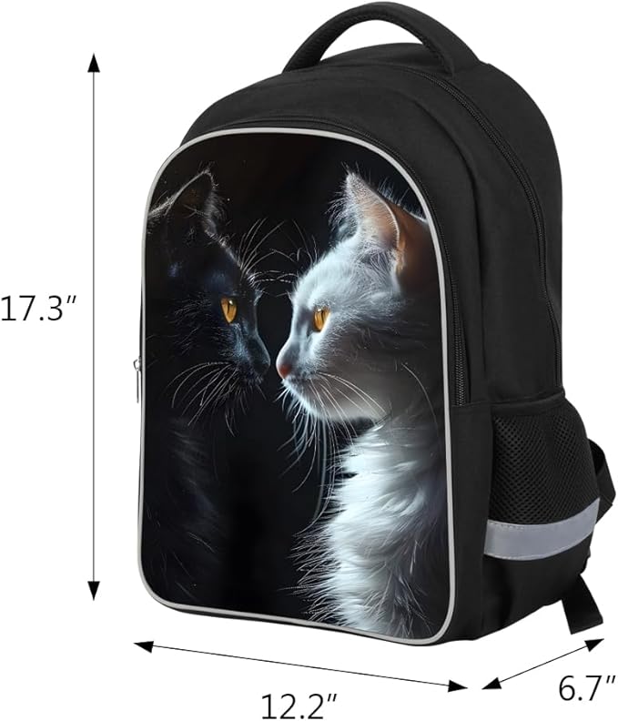 Kids Backpack Lightweight Durable Medium Teens Kids Backpack for School Boys and Girls Bookbag with Adjustable Shoulder Straps & Padded Back 17 Inch School bags with 3D Reflective Cat Cartoon