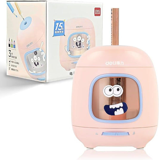 Electric Pencil Sharpener,5000 Times for Blade,Interchangeable Blade,3 Years Warranty,Battery/2A USB Powered,Suitable for 6-8mm, for Home, Office, School (Pink)