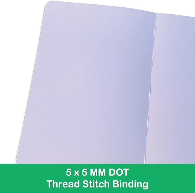 BUKE Dotted Notebook Journal 180GSM Bamboo Thick White Paper 160 Pages 5 * 5MM Dot Grid, Lay Flat Binding,Colored Silver Edges, Bookmarks and Expandable Back Pocket (BKP-9)