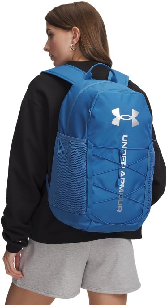 Under Armour Unisex Hustle Sport 6.0 Backpack, (430) Aegean Blue/Blackout Navy/Metallic Silver, One Size Fits Most