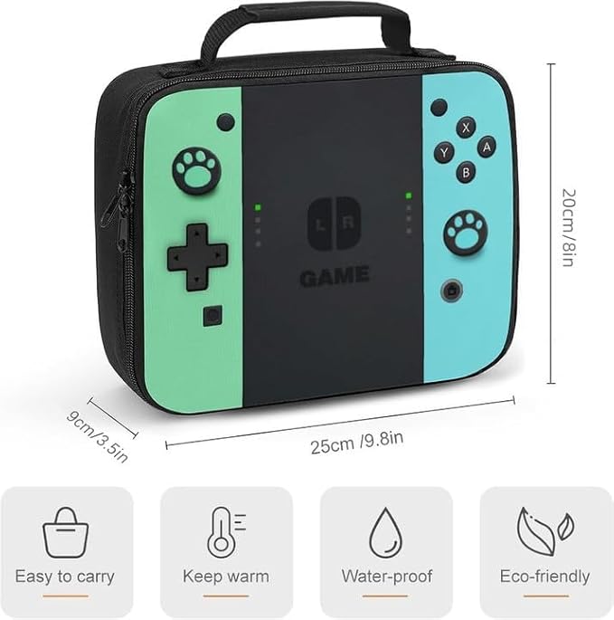 Insulated Lunch Box for Boys Girls, Game Lunch Bag for School Work Office Travel Picnic Hiking Beach, Waterproof Leakproof Portable Fits Most Bento Boxes