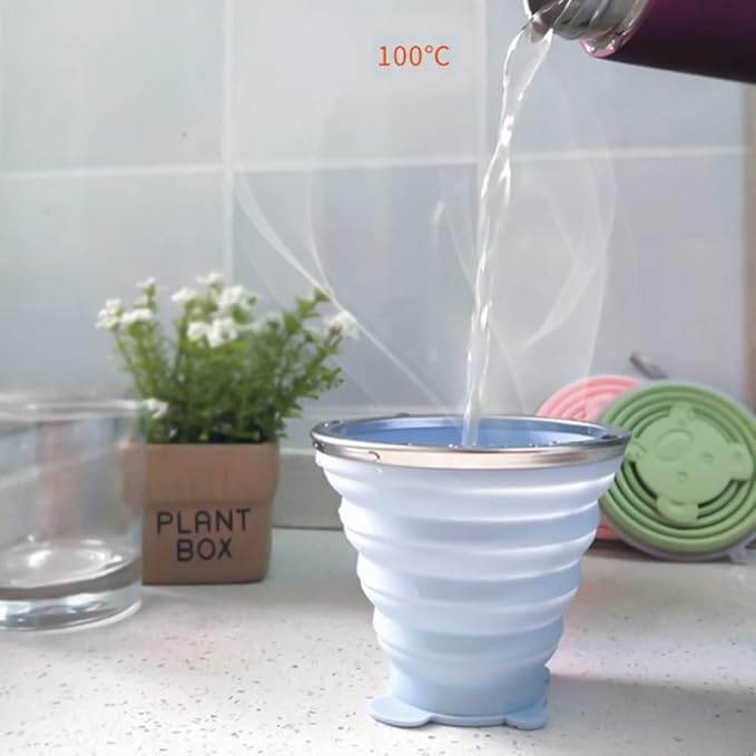 Tutuba Silicone Collapsible Cups, Small Portable Drinking Cup with Lids Leakproof Folding Coffee Mugs for Kids & Adults Camping Travel
