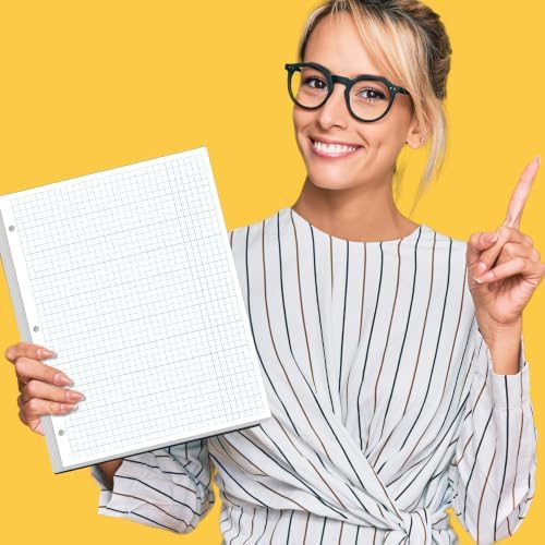 Graph Filler Paper - 3-Hole Punched 4 x 4 Graph Paper, 8-1/2" x 11", 100 Sheets/200 Pages Loose-Leaf Grid Paper for Office/Home/School