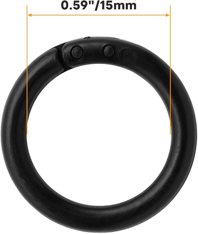 120 Pcs 1/2 Inch Plastic Binder Rings, Loose Leaf Binder Book Rings, Black Index Card Rings Binder Clip Rings for Flash Cards, Key Rings, Index Cards, Paper (15mm, Black)