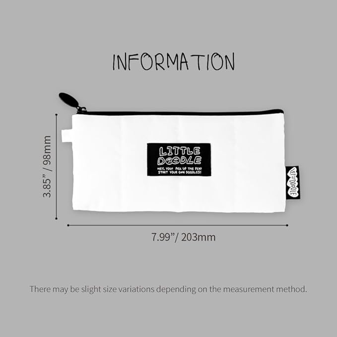 Monolike_Fabric/Cushion Pencil case (Little Doodle Cushion Pencil Case, White)