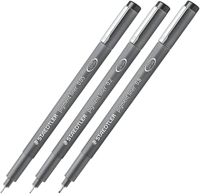 STAEDTLER Pigment Liner Pack, Black, 3 Pens, 5 Pack (15 Pieces)