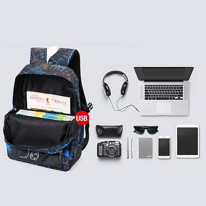 Asge Backpack for School Boys Backpacks for Kids Camo Bookbag for Middle School Bags Waterproof Travel Back Pack (Blue) | Camo Design, Middle School, Waterproof, Travel
