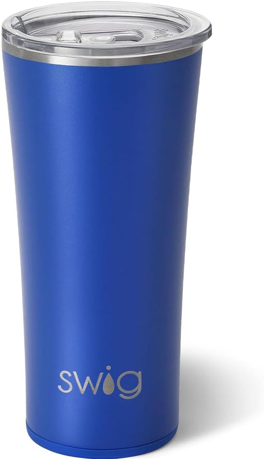 Swig Life 22oz Insulated Tumbler, Travel Coffee Tumbler with Lid, Cup Holder Friendly Travel Coffee Mug, Stainless Steel (Royal)