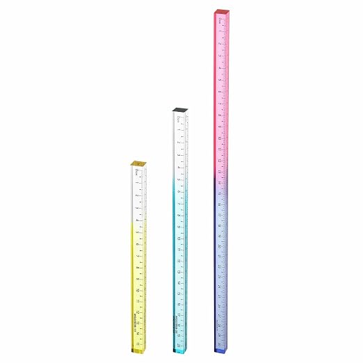 HARFINGTON 3pcs Acrylic Clear Straight Rulers 15/20/30cm Metric Transparent Gradient Three-Dimensional Plastic Ruler Square Cube Measuring Tool for Office, Yellow/Sky Blue/Blue-Pink