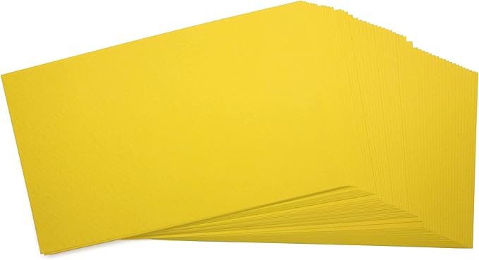 PPAPPAPPIYO 50 Pack 3x5 Colored Index Cards, 180gsm Premium Textured Blank Flash Cards, Heavyweight Cardstock for Study, Recipes, and DIY Crafts (yellow)