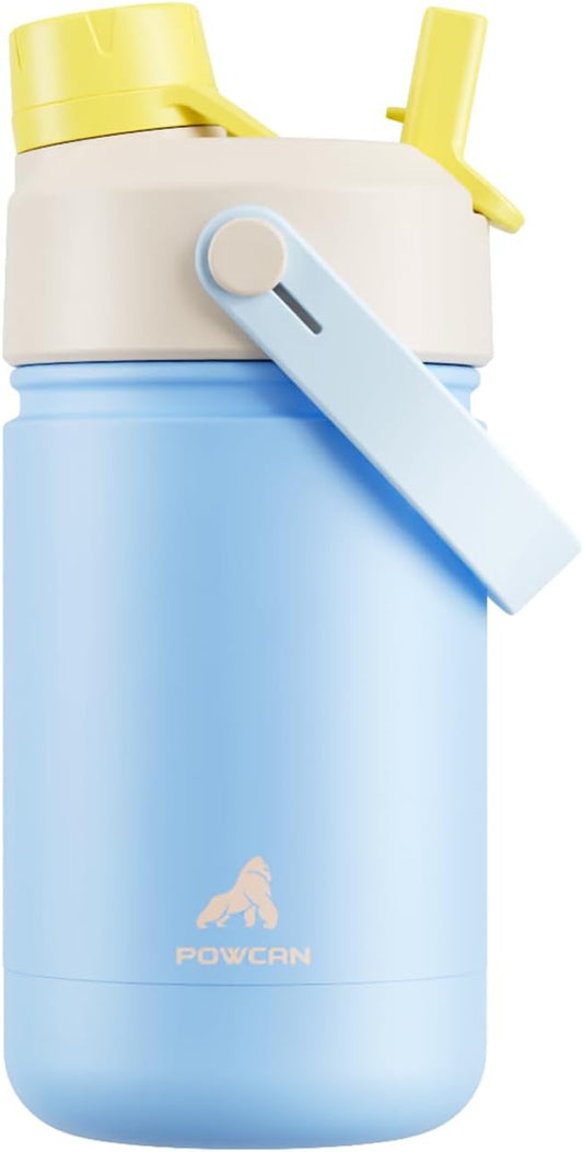 12 oz Stainless Steel Water Bottle for Girls: 2-in-1 Straw Spout Lid, Leakproof, BPA-Free, Cold 24H, Car Cupholder Friendly, Cute Insulated Cup for School, Play, Birthday Gift for Kids (Glass Slipper)