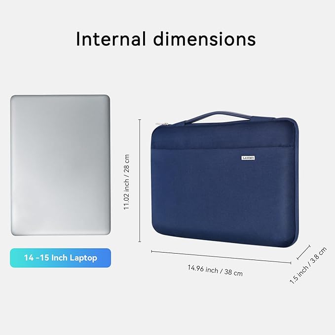 LANDICI 360°Laptop Sleeve Case 14 15 Inch Compatible with MacBook Air 15 M2/M3/M4 2022-2025, MacBook Pro 15, Hp chromebook 14, Waterproof Computer Bag Cover with Handle, Blue