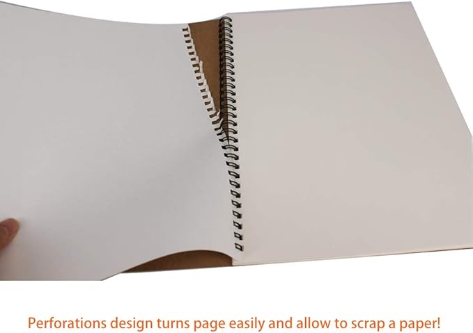 zmybcpack 3 Pack Spiral Journal Notebook Blank Sketch Notebooks for Travelers, College Students, Subject Notebooks Planner - 8 x 10.5 inch, 60 Unlined Perforated Sheets/120 Pages