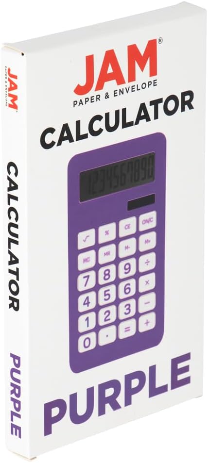 JAM PAPER Desktop Calculator - 10 Digit LCD Display - 3 3/4 x 6 3/4 Inches - Purple - Sold Individually