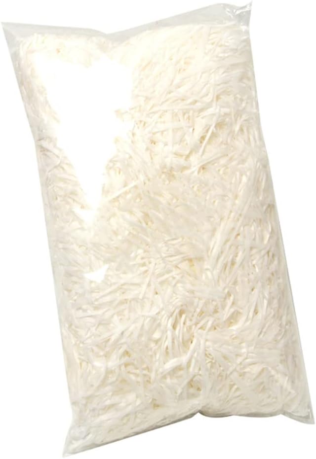 Raffia Paper Shreds, 100g Shredded Paper for Gift Box, Crinkle Cut Paper Shred Filler for Gift Wrapping & Basket Filling(White)