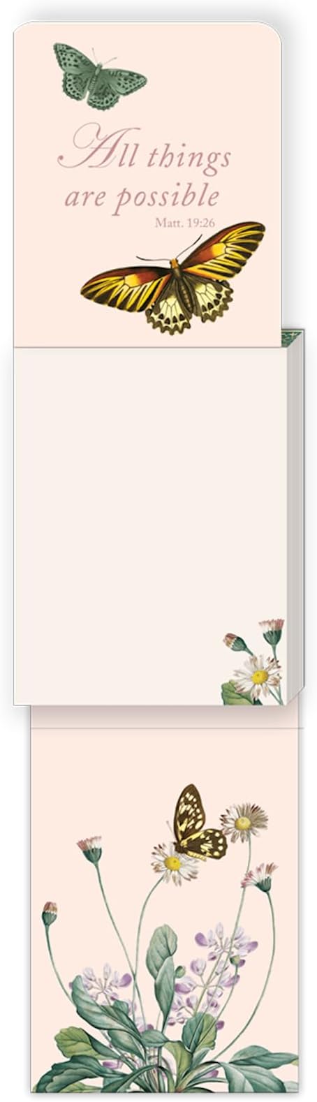 Punch Studio Pocket Note Pads - 75-Sheet Nature's Grace Notepad with Fold-Over Cover & Magnet Closure, 3" x 4", Daisy Butterflies