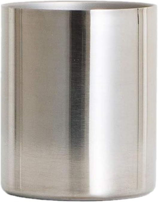 MEI YI TIAN Stainless Steel Cylinder Pen Holder Silver Desktop Organizers Pencil Cup Stand Up Multi Use Makeup Brush Holder Flower Vase Mini Pot Decor