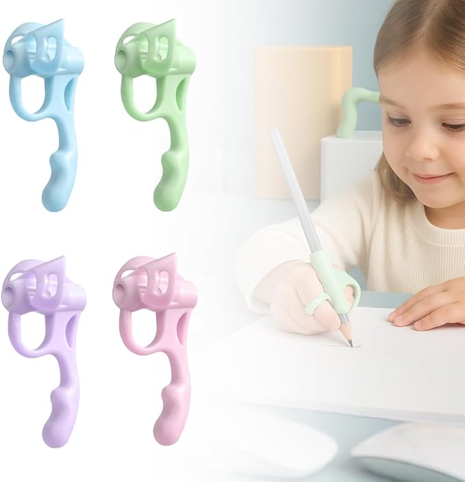 LECDOA Pencil Grips for Kids Handwriting, Children's Calligraphy Silicone Pencil Grip, Posture Correction Training Writing Aid for Beginners, Special Education School Supplies (4 PCS)