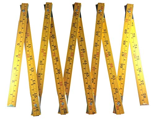 Binzer Folding Ruler, Foldable Ruler, Wooden Stick Ruler, Folding Yard Stick, Inch & Metric (6-foot-6-inch/2-Meter), Foldable Yardstick, Carpenters - Sewing - General Use