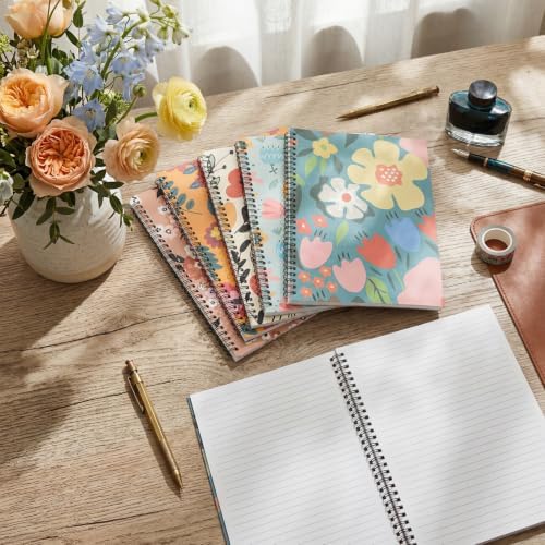 Fuutreo 6 Pack Spiral Notebook 10.5x7.45 Notebook,Colorful,Floral