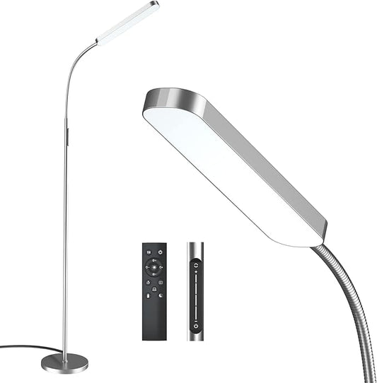 Wio-Mio 15w/1000lm Bright LED Floor Lamp with Stepless Adjustable 3000K-6000K Colors and Dimmer, Remote and Touch Control Reading Lamp, Adjustable Gooseneck Floor Lamp for Living Room