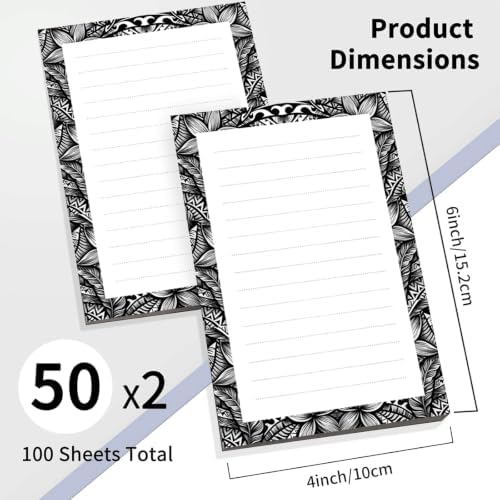 2 Pack Lined Sticky Notes 4x6 in, Cute Self-Stick Notepads with Lines, Large Memo Pads Strong Adhesive for Office, Home Cute Tropical Leaf