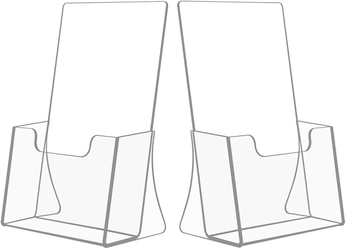 NIUBEE 2 Pack 8.5'' x 5.5'' Acrylic Bi-fold Brochure Holder,Clear Plastic Counter top Flyer Organizers