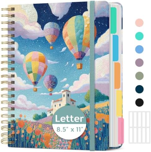 Taja Large Spiral Notebooks for Work 5 Subject with Removable Dividers