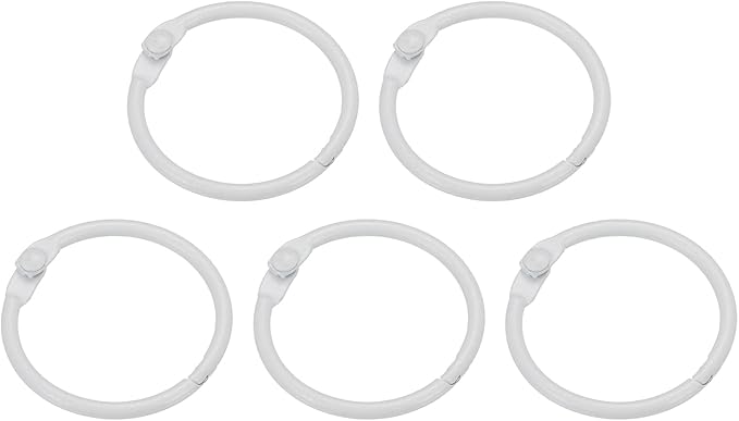 PATIKIL Loose Leaf Binder Rings 1 Inch, 5 Pack Metal Flash Card Book Binding Rings for Key Chain Index Card Scrapbooks, White