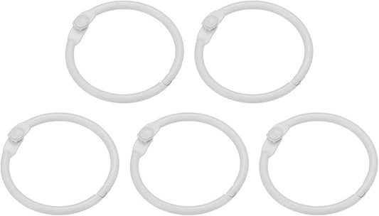 PATIKIL Loose Leaf Binder Rings 1 Inch, 5 Pack Metal Flash Card Book Binding Rings for Key Chain Index Card Scrapbooks, White